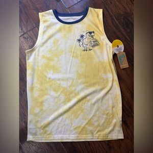 Yellow Tie-Dye Tank Top with Dinosaur Print kids 18/20    <<<<<198>>>>>>
